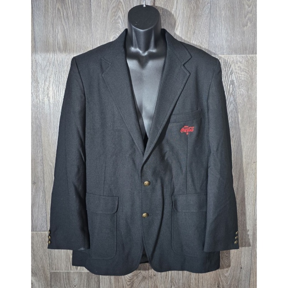 RMC Regent Blazer Coca-Cola Employee Uniform Black Gold Button Men's 42L Vintage